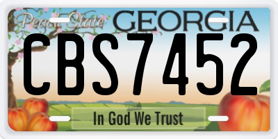 GA license plate CBS7452