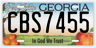 GA license plate CBS7455