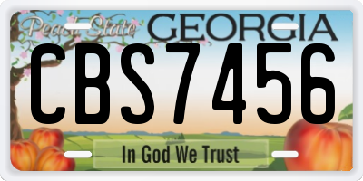 GA license plate CBS7456