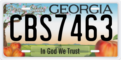 GA license plate CBS7463