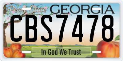 GA license plate CBS7478