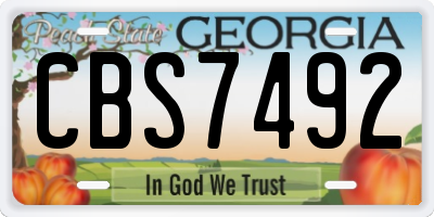GA license plate CBS7492