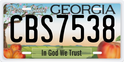 GA license plate CBS7538
