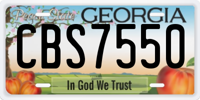 GA license plate CBS7550