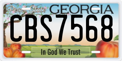 GA license plate CBS7568