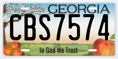 GA license plate CBS7574