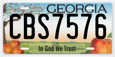GA license plate CBS7576