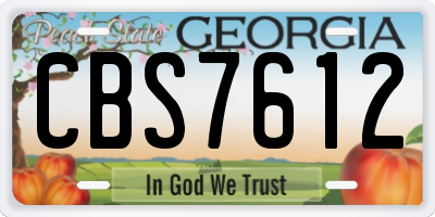 GA license plate CBS7612