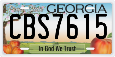 GA license plate CBS7615