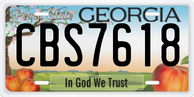 GA license plate CBS7618