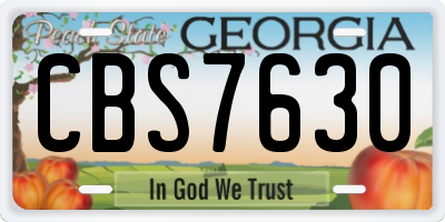 GA license plate CBS7630