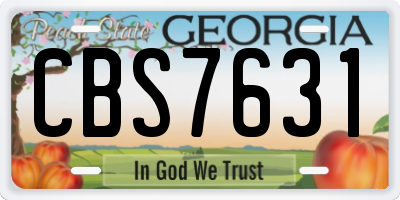 GA license plate CBS7631