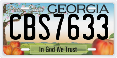 GA license plate CBS7633