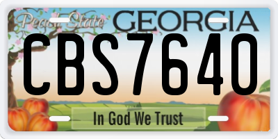GA license plate CBS7640