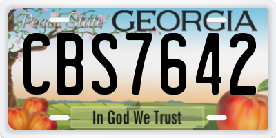 GA license plate CBS7642