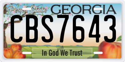 GA license plate CBS7643