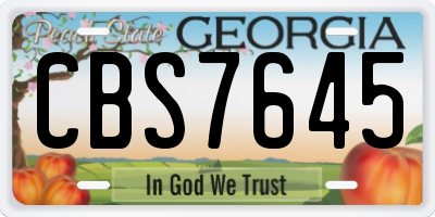 GA license plate CBS7645