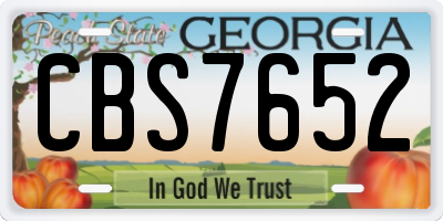 GA license plate CBS7652
