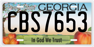 GA license plate CBS7653