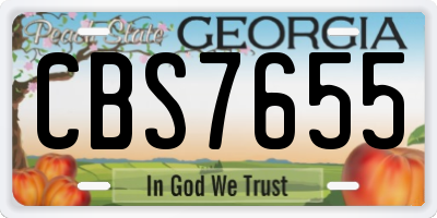 GA license plate CBS7655