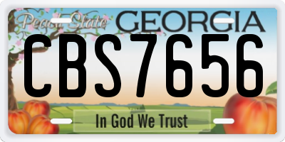 GA license plate CBS7656