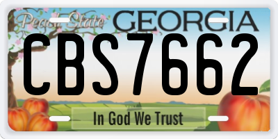 GA license plate CBS7662