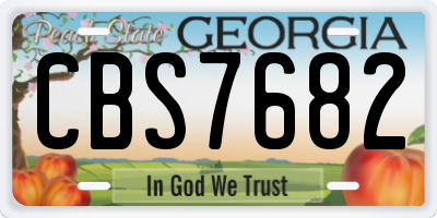 GA license plate CBS7682