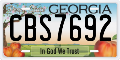 GA license plate CBS7692