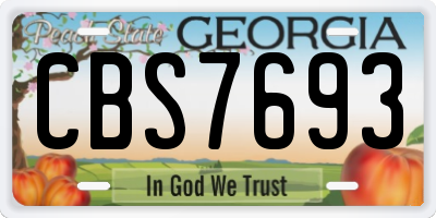GA license plate CBS7693