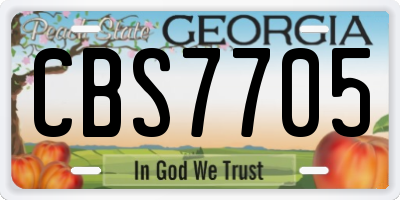 GA license plate CBS7705
