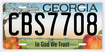 GA license plate CBS7708