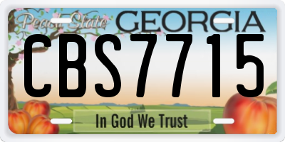 GA license plate CBS7715