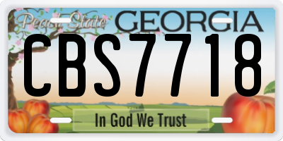GA license plate CBS7718