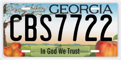 GA license plate CBS7722