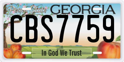 GA license plate CBS7759