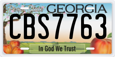 GA license plate CBS7763