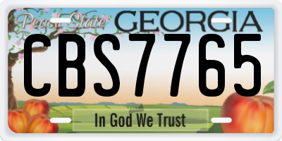 GA license plate CBS7765