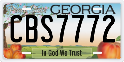 GA license plate CBS7772