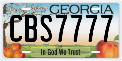 GA license plate CBS7777