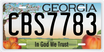 GA license plate CBS7783