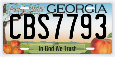 GA license plate CBS7793