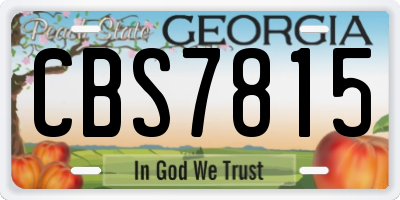 GA license plate CBS7815