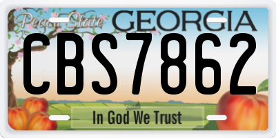 GA license plate CBS7862