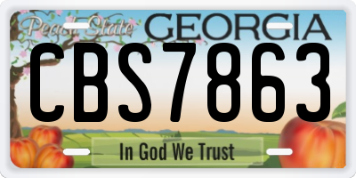 GA license plate CBS7863