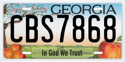 GA license plate CBS7868