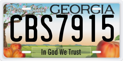 GA license plate CBS7915