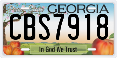 GA license plate CBS7918