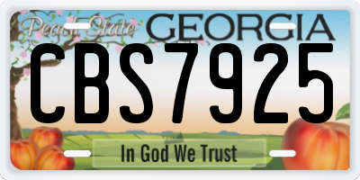 GA license plate CBS7925