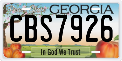 GA license plate CBS7926