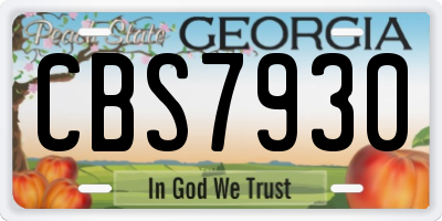 GA license plate CBS7930
